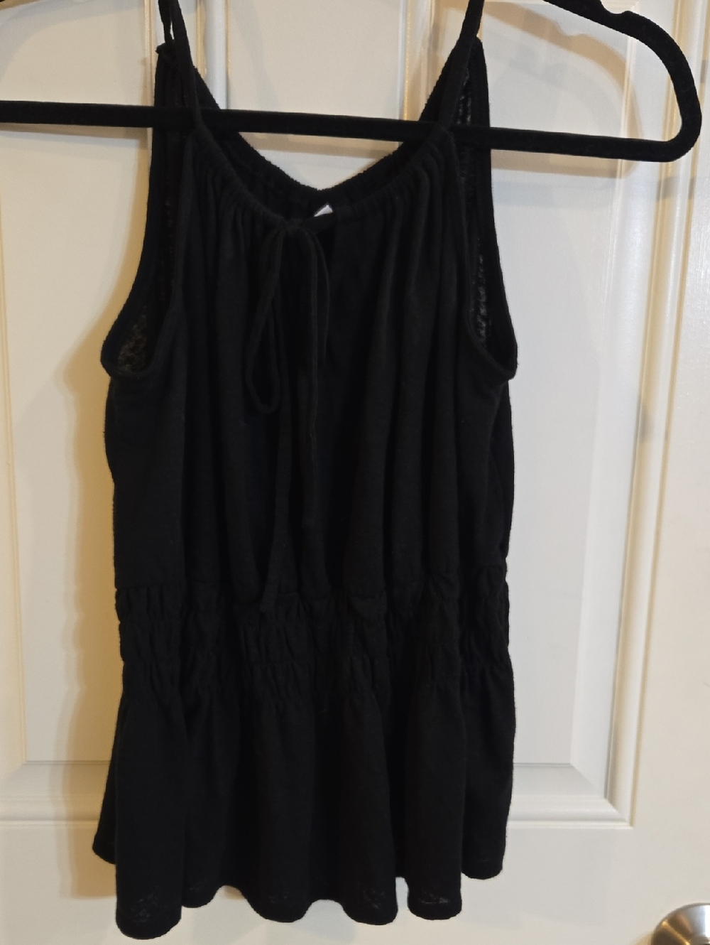 Old Navy Black Sleeveless Tie-Front Peplum Tank